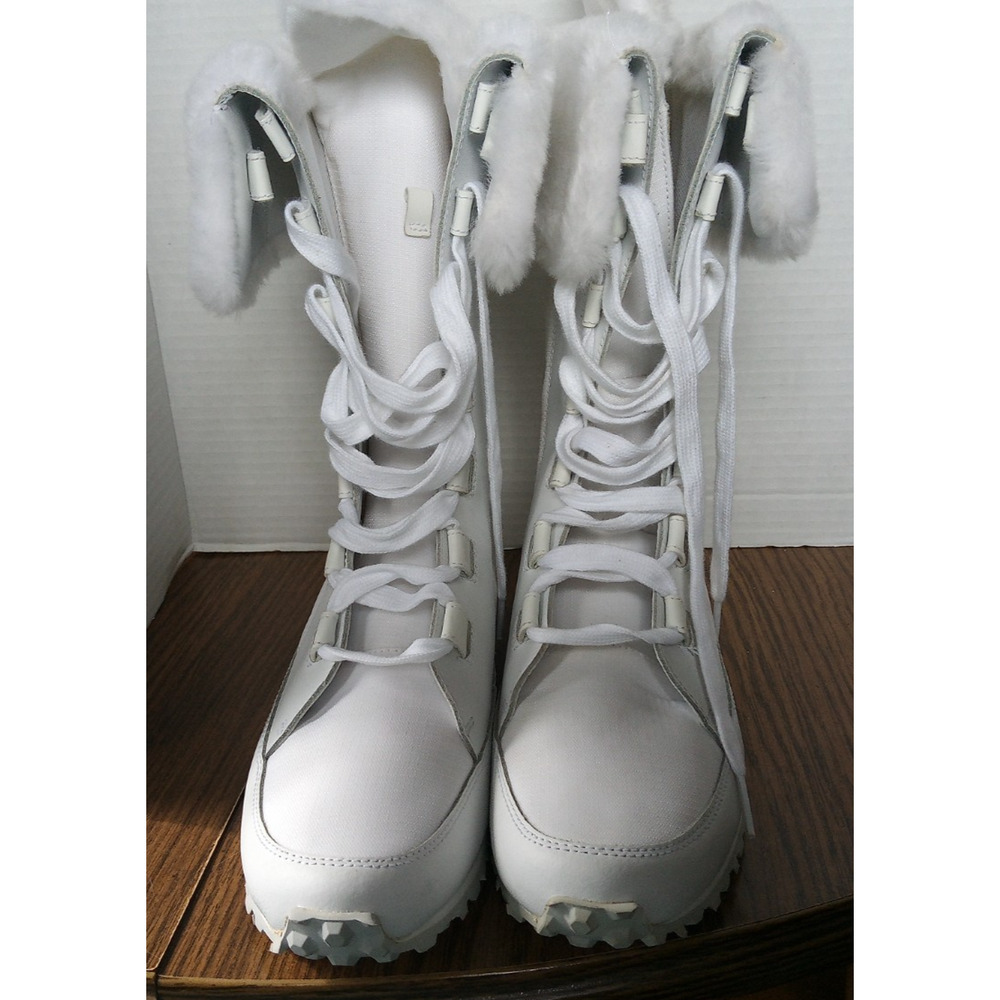 Timberland White Faux Fur Lace Up Knee High Snow Boots Women - Picture 2 of 5